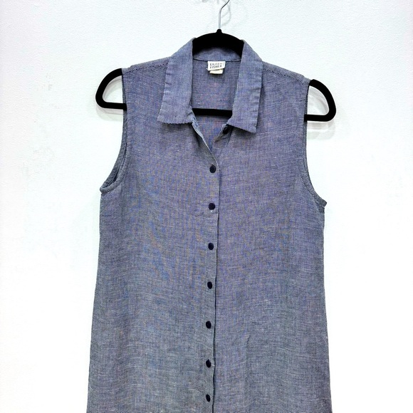 Eileen Fisher Vintage Linen Houndstooth Button Front sleeveless Shirt Dress Maxi - Picture 6 of 8
